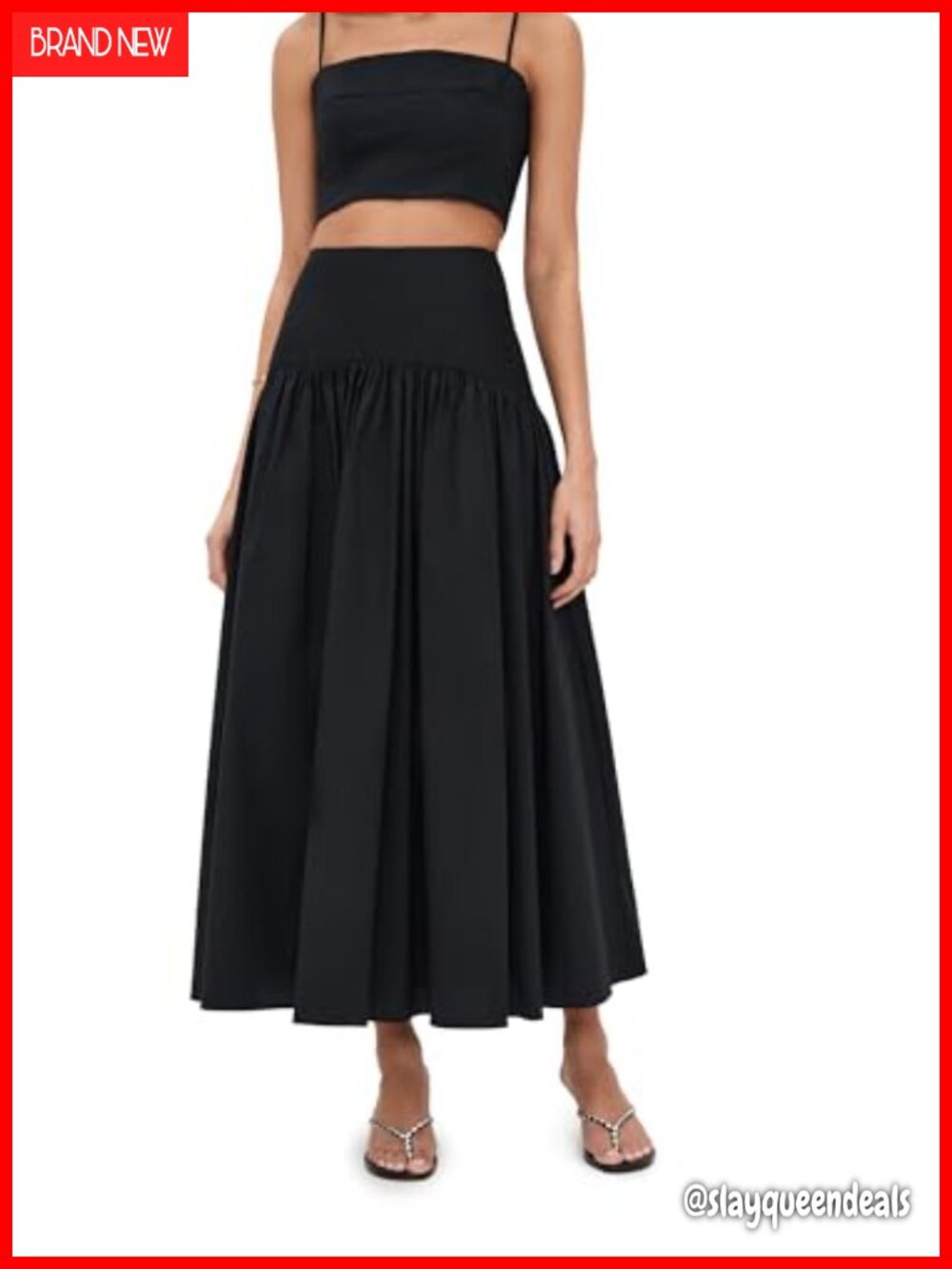 Lightweight Stretch Poplin Drop Waist Maxi Skirt Workwear